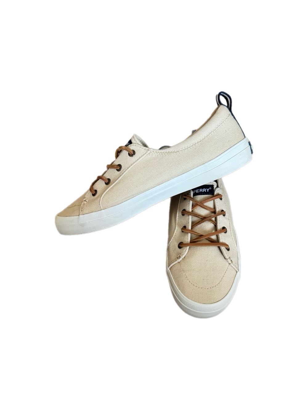 Sperry women’s Canvas Lace-Up Sneaker in Cream size 10